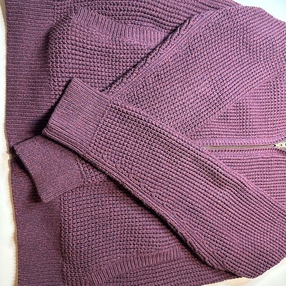 LL Bean Men's Organic Cotton‎ Full Zip Sweater Purple Medium Regular 508221 - Picture 9 of 10